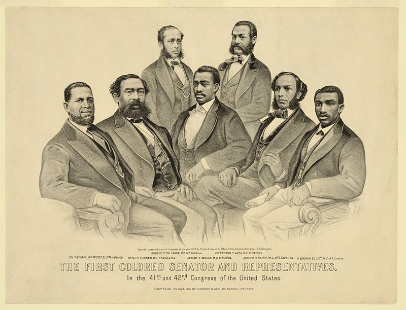 Black Congressmen elected during Reconstruction, including Alabama’s Benjamin Turner, seated second from left.  http://encyclopediaofalabama.org/Article/h-1632