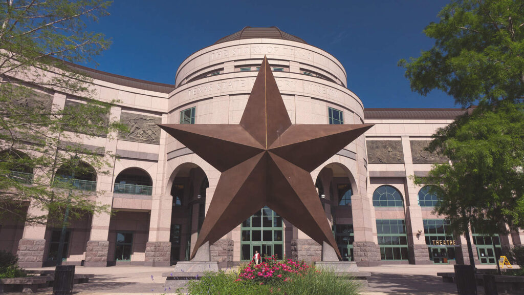 The main entrance to the Bullock Museum of Texas History