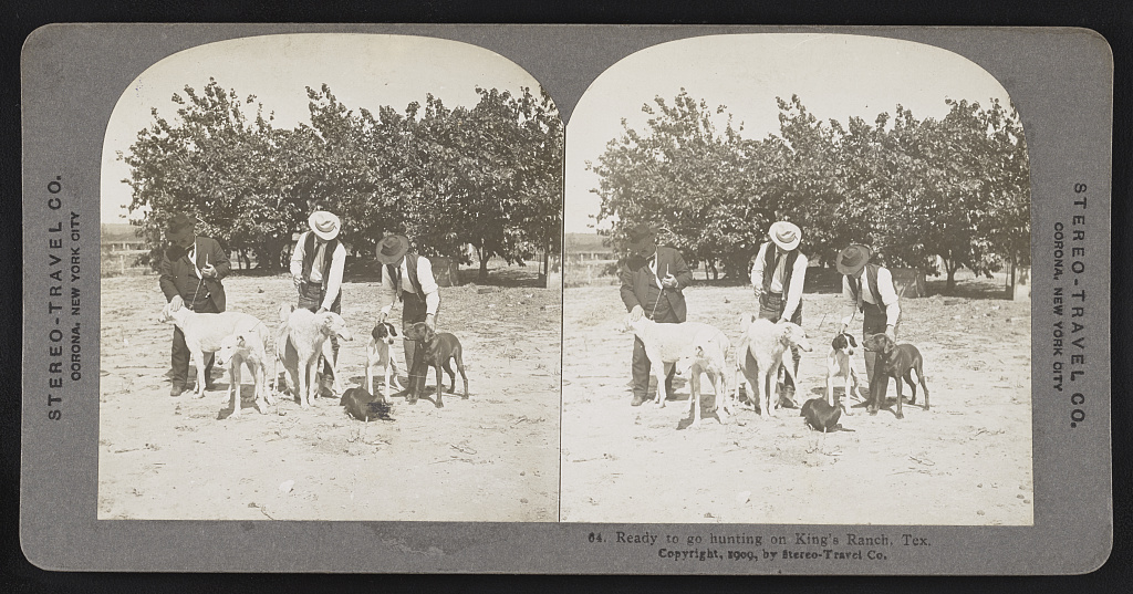 Image of Hunting Party on King Ranch, 1909.  Library of Congress.  https://www.loc.gov/resource/stereo.1s15585/