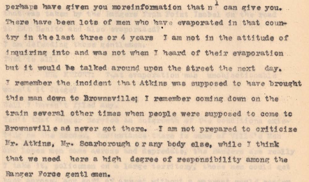 J.C. George describes 1915-16 terror in the Valley.  From Canales Hearings, Part 1, page 273.  https://www.tsl.texas.gov/sites/default/files/public/tslac/treasures/images/law/1919rangerVolume1.pdf