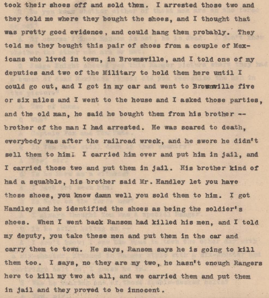 Canales Hearings, volume 1, page 574-5. https://www.tsl.texas.gov/sites/default/files/public/tslac/treasures/images/law/1919rangerVolume1.pdf