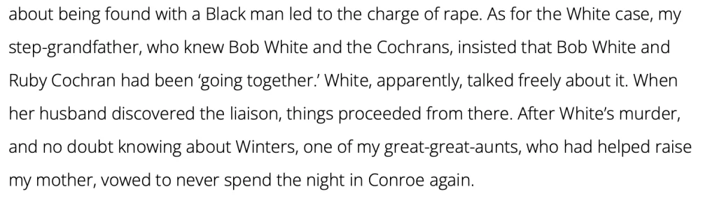 Annette Gordon-Reed on the reputation of Conroe within her and other Black families; from https://wwnorton.com/books/9781631498831