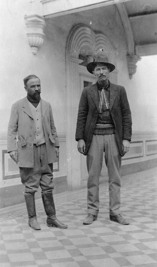 Source: Madero and Pascual Orozco. ca. March 29-April 8, 1911. Hacienda de Bustillos, Anahuac Municipe, Chihuahua, Mexico. American border troops and the Mexican Revolution Place: Parral, Chihuahua, Mexico Physical Description: 1 photographic print (postcard): gelatin silver; 9 x 14 cm File: ag1982_0015_126c_madero.jpg Rights: DeGolyer Library, Southern Methodist University. https://digitalcollections.smu.edu/digital/collection/mex/id/1815 